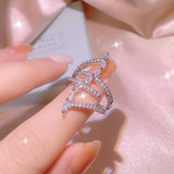 Sterling Silver Angel Wing Finger Ring, Platinum Plated Size 6-10