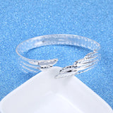 925 Silver Angel Wing Lucky Bracelet Cuff Bangles Jewelry