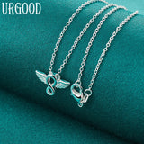 925 Silver Angel Wings Pendant Necklace 16-30 Inch Chain Women Wedding Jewelry