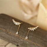 925 Silver Angel Wings Tassel Earrings 14k Plating Crystal Long Earrings