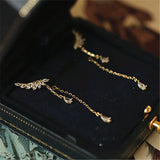 925 Silver Angel Wings Tassel Earrings 14k Plating Crystal Long Earrings