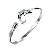 925 Silver Dolphin Cuff Bracelet Women Wedding Jewelry
