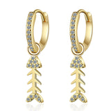 925 Silver CZ Fish Drop Earrings for Women