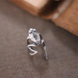 925 Silver Frog Clip Earrings Women Vintage Wedding Jewelry