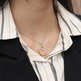 925-Sterling-Silver Snake Coiled Around Moon Pendant Necklace