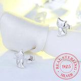 925 Silver Cat Stud Earrings for Women Wedding Jewelry
