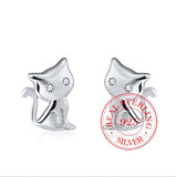 925 Silver Cat Stud Earrings for Women Wedding Jewelry