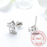 925 Silver Cat Stud Earrings for Women Wedding Jewelry