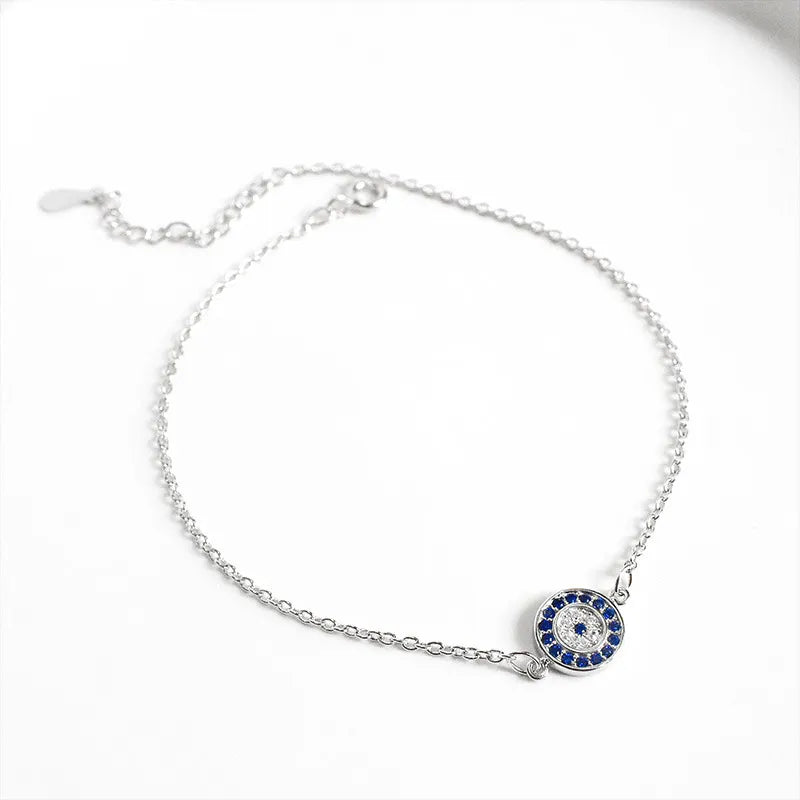 925 Silver Evil Eye Anklet Foot Jewelry Beach Accessories