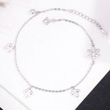 925 Sterling Silver Anklet Flower Pendant Chain Charm Jewelry