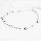 925 Silver Anklet Women Bohemian Bead Star Foot Jewelry Summer Beach