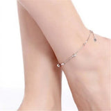 925 Silver Anklet Women Bohemian Bead Star Foot Jewelry Summer Beach