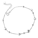 925 Silver Anklet Women Bohemian Bead Star Foot Jewelry Summer Beach