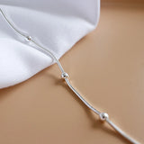 925 Silver Anklet Women Beads Chain Beach Accessory