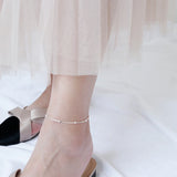 925 Silver Anklet Women Beads Chain Beach Accessory