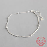 925 Silver Anklet Round Bead Snake Bone Chain Female Anklet