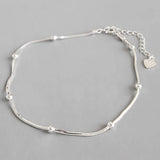 925 Silver Anklet Round Bead Snake Bone Chain Female Anklet