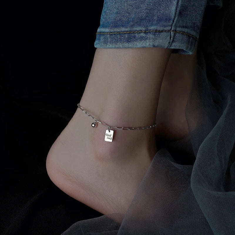 925 Silver Anklet Good Luck Summer Female Foot Chain