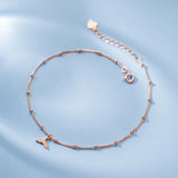 925 Silver Anklet Zircon Fish Tail Bracelet Female Chain Pearl Marine Ornaments