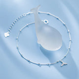 925 Silver Anklet Zircon Fish Tail Bracelet Female Chain Pearl Marine Ornaments