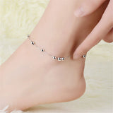 925 Silver Beads Anklet Foot Chain Jewelry Box Chain Anklets