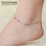 925 Silver Beads Anklet Foot Chain Jewelry Box Chain Anklets