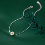 925 Silver Anklet Autumn Chrysanthemum Flower Bracelet