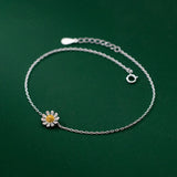 925 Silver Anklet Autumn Chrysanthemum Flower Bracelet
