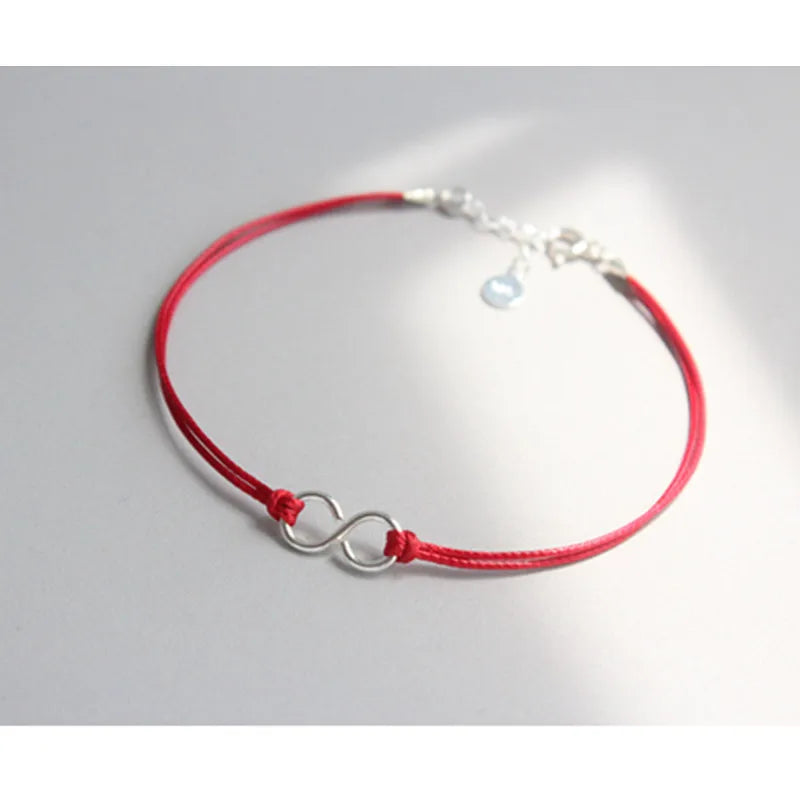 925 Silver Red Thread Rope Anklet Foot Jewelry