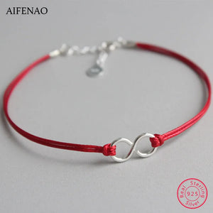 925 Silver Red Thread Rope Anklet Foot Jewelry