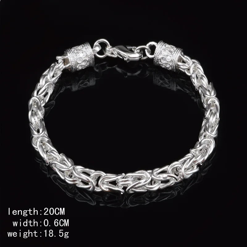 925 Silver Vintage Chain Bracelets for Women Jewelry Gift