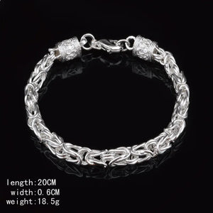925 Silver Vintage Chain Bracelets for Women Jewelry Gift