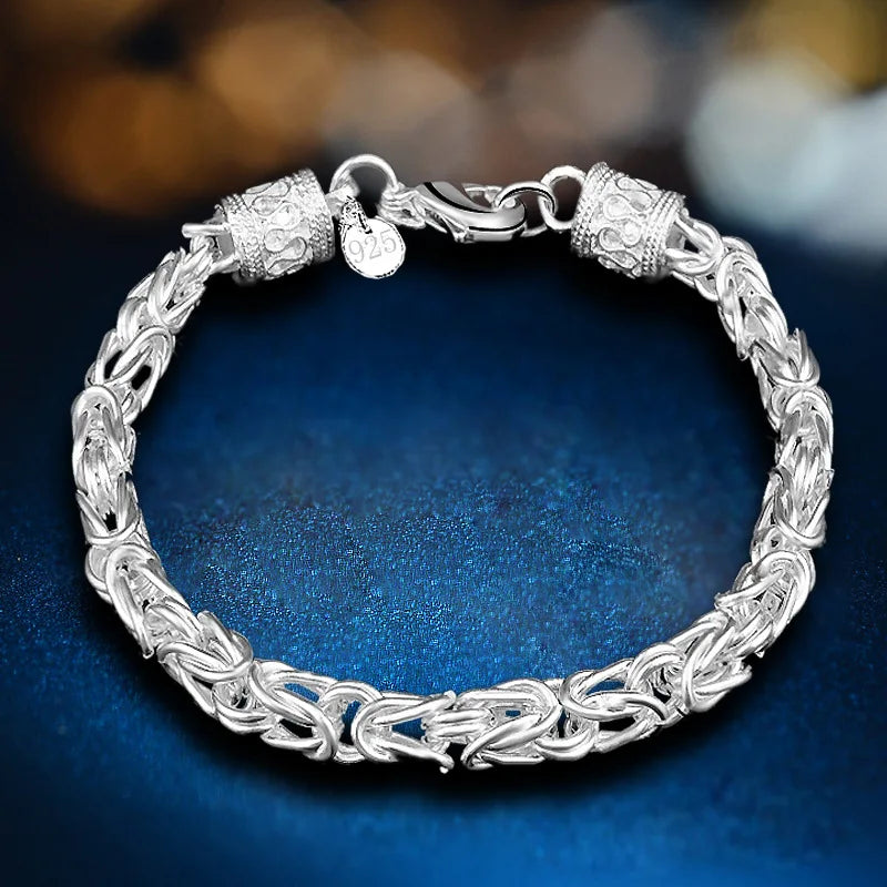 925 Silver Vintage Chain Bracelets for Women Jewelry Gift