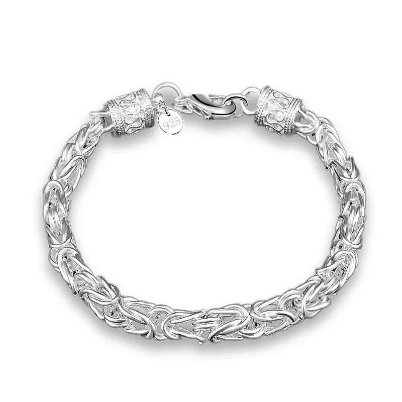 925 Silver Vintage Chain Bracelets for Women Jewelry Gift