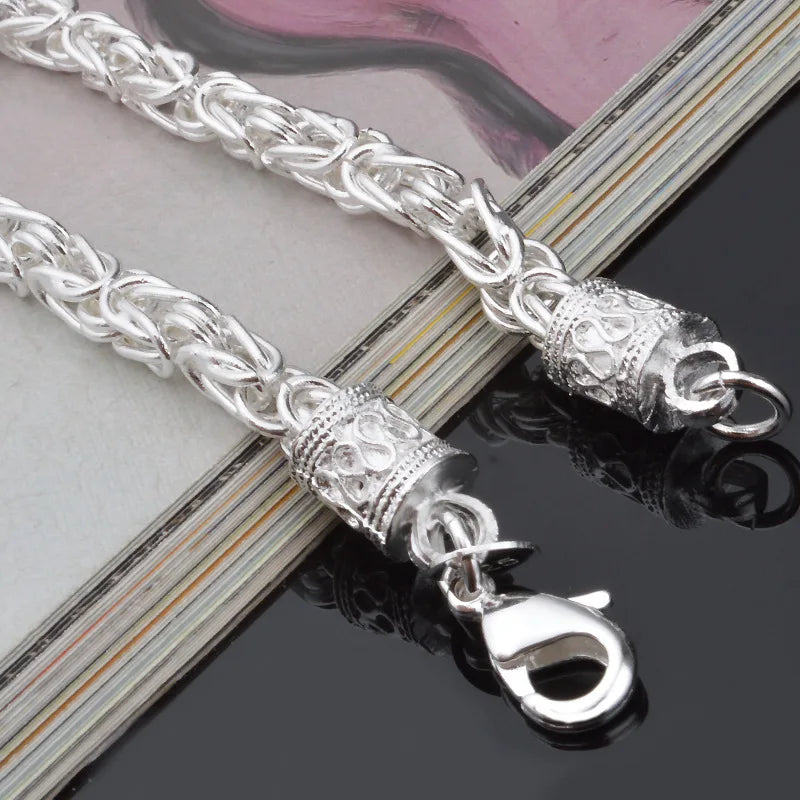 925 Silver Vintage Chain Bracelets for Women Jewelry Gift