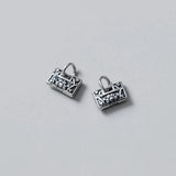 925 Silver Antique Pattern Lock Dangle Charms Bracelet