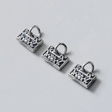 925 Silver Antique Pattern Lock Dangle Charms Bracelet