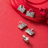 925 Silver Antique Pattern Lock Dangle Charms Bracelet