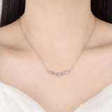 925 Silver Antlers Crystals Necklace Women Fine Jewelry