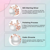 925 Silver Antlers Pearls Roses Stud Earrings