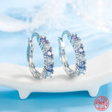 925 Silver Aquamarine Hoop Earrings For Women