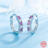 925 Silver Aquamarine Hoop Earrings For Women