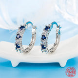 925 Silver Aquamarine Hoop Earrings For Women