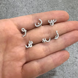 925 Silver Arabic Love Letter Earrings CZ Initial Earrings