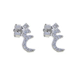 925 Silver Arabic Love Letter Stud Earrings with Cz Initial