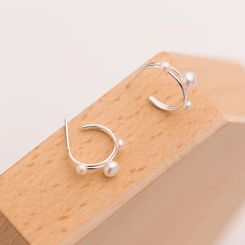 925 Silver Arc Circle Earrings for Women Noble Fine Jewelry Gift