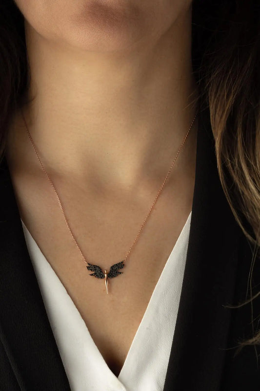 925 Sterling Silver Archangel Michael Necklace Angel Wings Necklace Jewelry