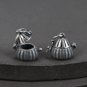 925 Silver Aromatherapy Sachet Pendants Retro Ethnic DIY Jewelry Making