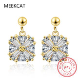 925 Silver Asscher Cut Moissanite Diamond Stud Earrings