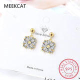 925 Silver Asscher Cut Moissanite Diamond Stud Earrings